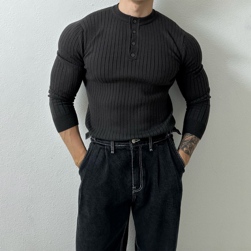 Slim Fit Long Sleeve Knitted T-shirt