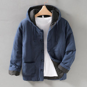 Retro Buttoned Hooded Warm Cotton Coat