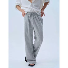 Load image into Gallery viewer, Striped Loose Straight Leg Linen Casual Pants
