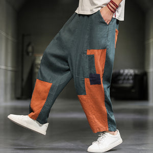 Patch Casual Wide-leg Trousers