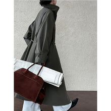 Load image into Gallery viewer, Stand-up Collar Retro Belted Mid-length Loose Coat
