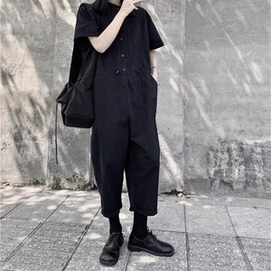 Women's Summer Black Loose Jumpsuit