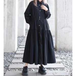 Black Loose Long-sleeved Dress