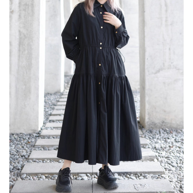 Black Loose Long-sleeved Dress