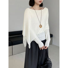 Load image into Gallery viewer, Women's Asymmetrical Knit Cape Overlay Layered Long Sleeve Shirt
