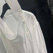 Load image into Gallery viewer, Asymmetric Neckline Tie-Detail Long-Sleeve Shirt
