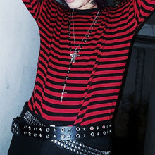 Load image into Gallery viewer, Loose-fitting Striped T-shirt with Dropped Shoulders
