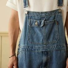 Load image into Gallery viewer, Retro Straight-Leg Cargo Denim Overalls
