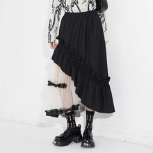 Load image into Gallery viewer, Contrast Color Panel Ruffled Mesh Skirt
