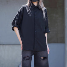 Load image into Gallery viewer, Button-down Loose Casual Black Shirt
