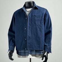 Load image into Gallery viewer, Fake Two-piece Plaid Patchwork Shirt
