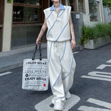 Load image into Gallery viewer, Color-block Collared Vest Casual Trousers Two-piece Set
