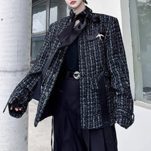 Load image into Gallery viewer, Vintage Tweed Ribbon Stand Collar Jacket
