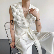 Load image into Gallery viewer, Design Three-dimensional Rose Sleeveless Suit Vest
