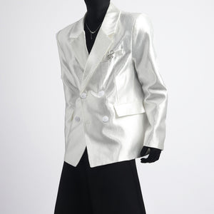 Double-breasted Casual Pleated Blazer