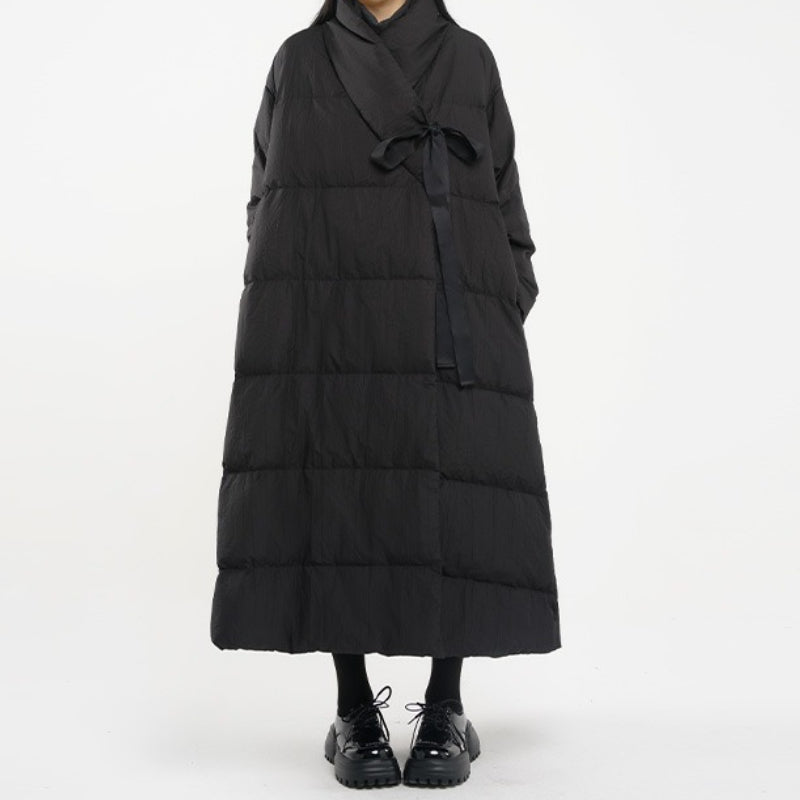 Casual Lace-up Loose White Duck Down Jacket