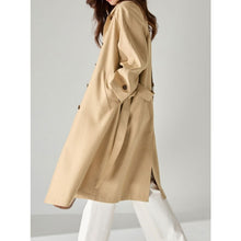 Load image into Gallery viewer, Breathable Long Lightweight Linen Rayon Draped Trench Coat
