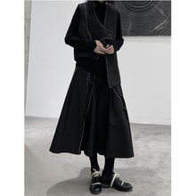 Load image into Gallery viewer, Irregular Pleated Topstitched A-Line Midi Skirt

