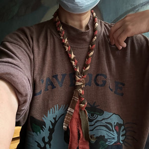 Vintage Cotton and Linen Braided Tie Necklace