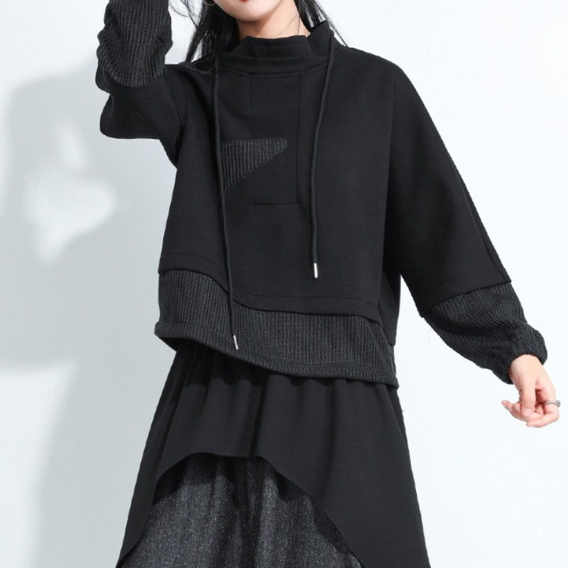 Fake Two-piece Stand-up Collar Casual Sweatshirt