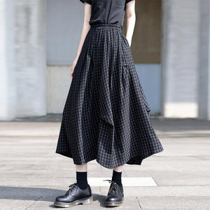 Irregular Plaid A-line Skirt