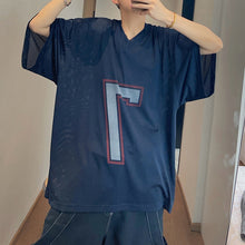 Load image into Gallery viewer, Retro Loose Sports Mesh Hollow Print T-shirt
