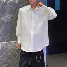 Load image into Gallery viewer, Lapel Loose Rhinestone Solid Color Shirt
