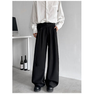 Button Drape Loose Wide Leg Pants