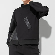 Load image into Gallery viewer, PU Leather Fake Two-piece Stand-up Collar Shirt

