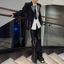 Load image into Gallery viewer, Sequined Metal Multi-chain Shoulder-padded Suit Jacket
