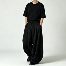 Load image into Gallery viewer, Japanese High-waist Drawstring Straps Wide-leg Casual Pants

