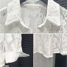 Load image into Gallery viewer, lace cut-out Long-sleeve shirt

