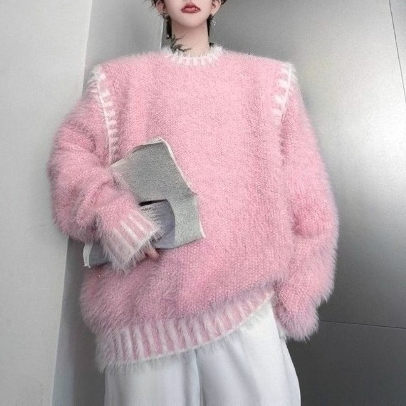 Pink Mink Cashmere Loose Knit Sweater