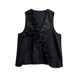 Ruffled Irregular V-neck Vest