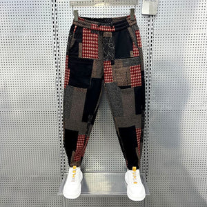 Colored Plaid Casual Stretch Skinny Pants