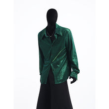 Load image into Gallery viewer, Loose-fit Long-sleeve Ice Silk Shirt with Shoulder Pads
