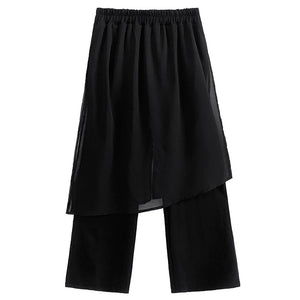 Retro Multi-layer Stitching Mesh Trousers