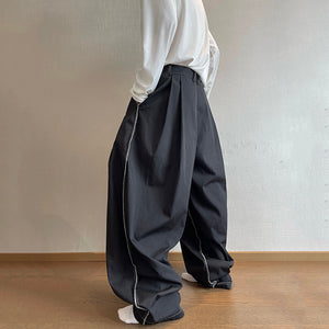 Retro Loose Silhouette Topstitched Pleated Bloomers
