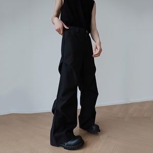 Pleated Paneled Silhouette Straight-leg Trousers