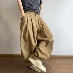 Retro Pleated Lantern Cuff Overalls