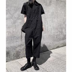 Women's Summer Black Loose Jumpsuit