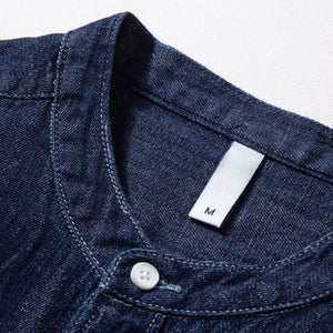 Denim Collarless Casual Loose Shirt