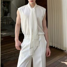 Load image into Gallery viewer, Sleeveless Satin Waistcoat Shirt
