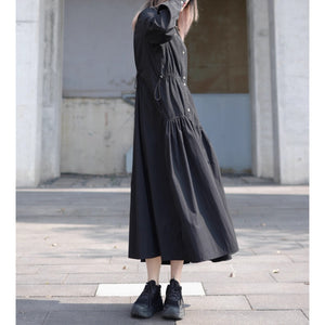 Black Loose Long-sleeved Dress