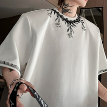 Load image into Gallery viewer, Round Neck Hand-painted Beaded Loose T-shirt
