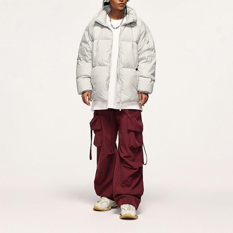 Solid Color High Collar Warm Down Jacket