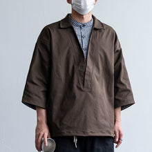 Load image into Gallery viewer, Japanese Plaid Paneled Layered Three Quarter Sleeve Cargo Shirt
