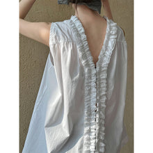 Load image into Gallery viewer, Women's Ruffle Trim Petal Collar Sleeveless Blouse
