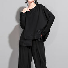 Load image into Gallery viewer, Women's Zipper Detail Paneled Loose Long Sleeve Top
