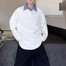 Load image into Gallery viewer, Striped Lapel Fake Two-Piece Loose POLO Shirt
